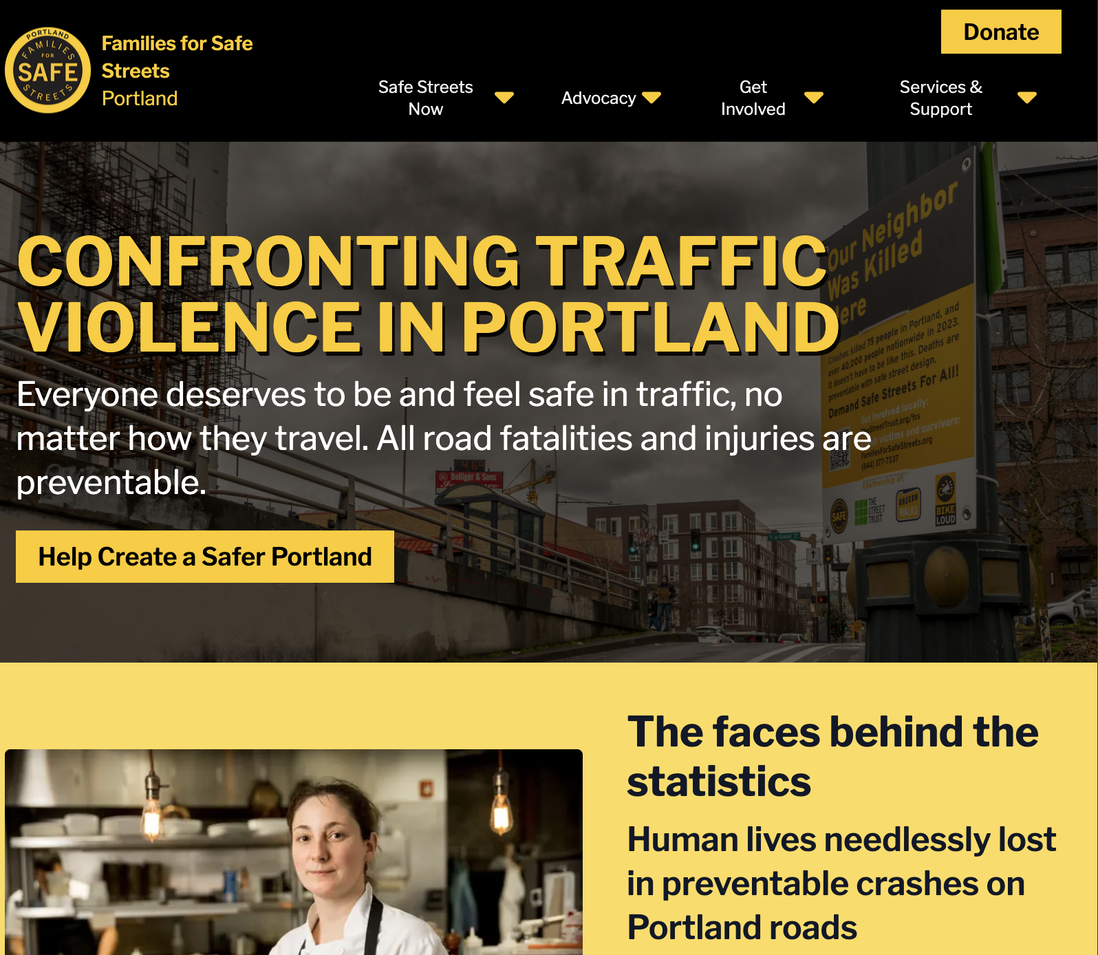 Portland Families for Safe Streets Website project image